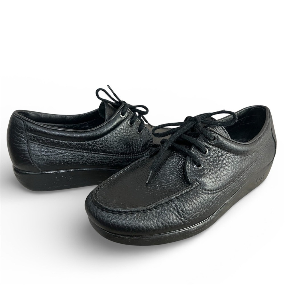 SAS Amigo 40 Pebbled Leather Lace Up Oxfords Men Sz 10.5 M Black Comfort